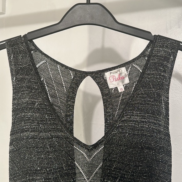 PARKER Silver & Black Open Back Tank Top Size CS PERFECT CONDTION - Picture 2 of 11